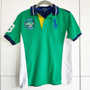 Polo Ralph Lauren Ocean Challenge Polo Big Pony Kids Medium 10-12 Green Blue